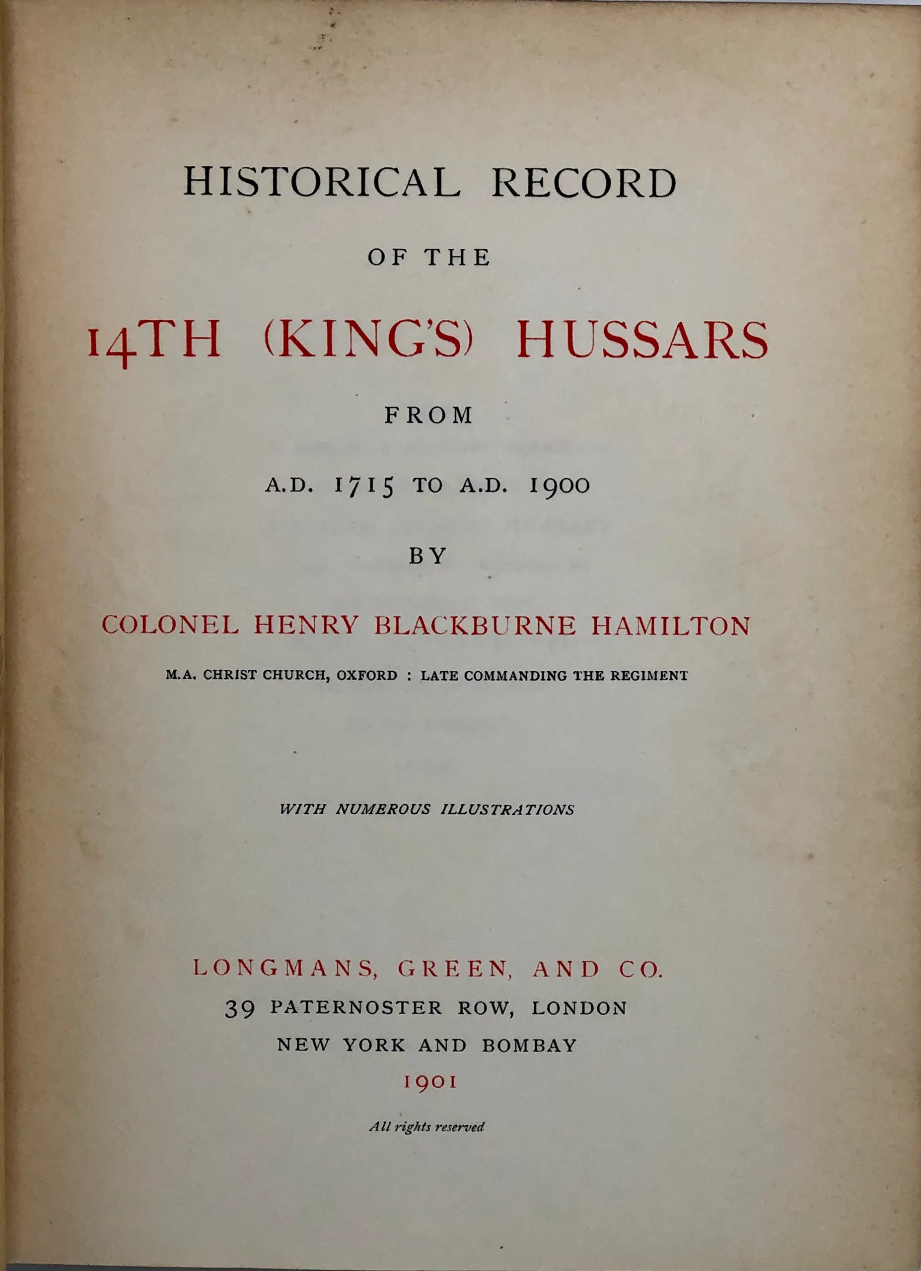 Historical Record of the 14th (King's) Hussars