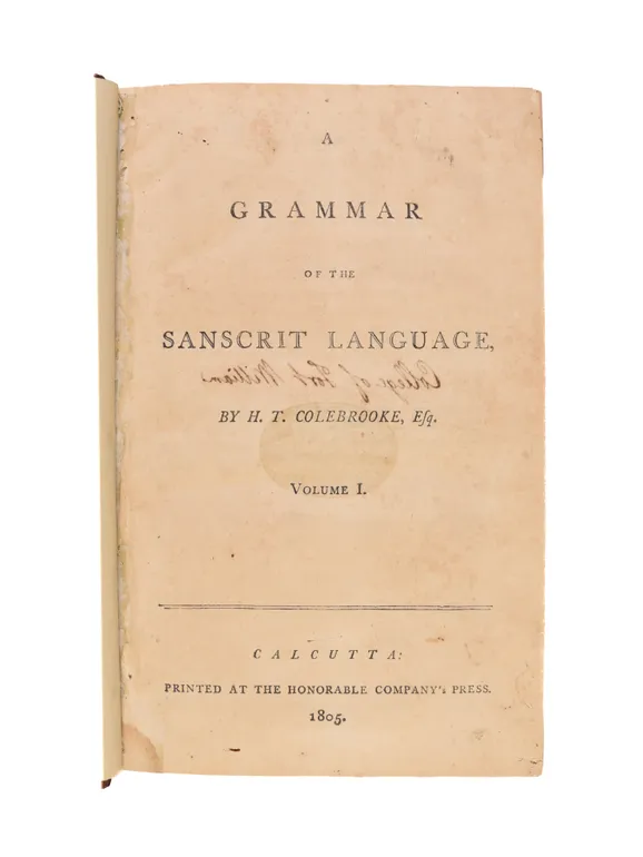 A Grammar of the Sanscrit Language, vol. 1 [all published]