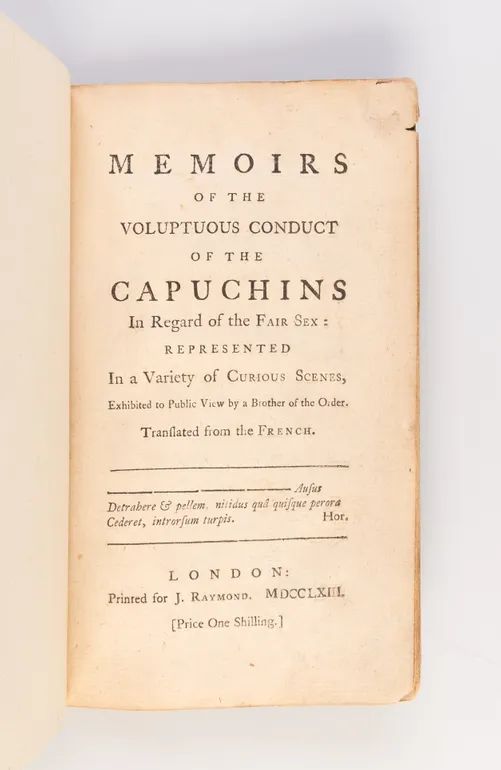 Memoirs of the Voluptuous Conduct of the Capuchins in Regard to the Fair Sex: