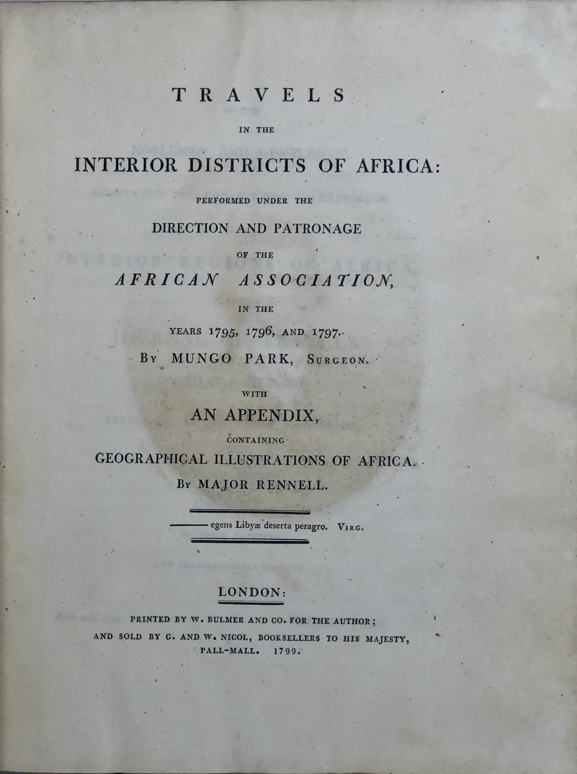 Travels in the Interior Districts of Africa: