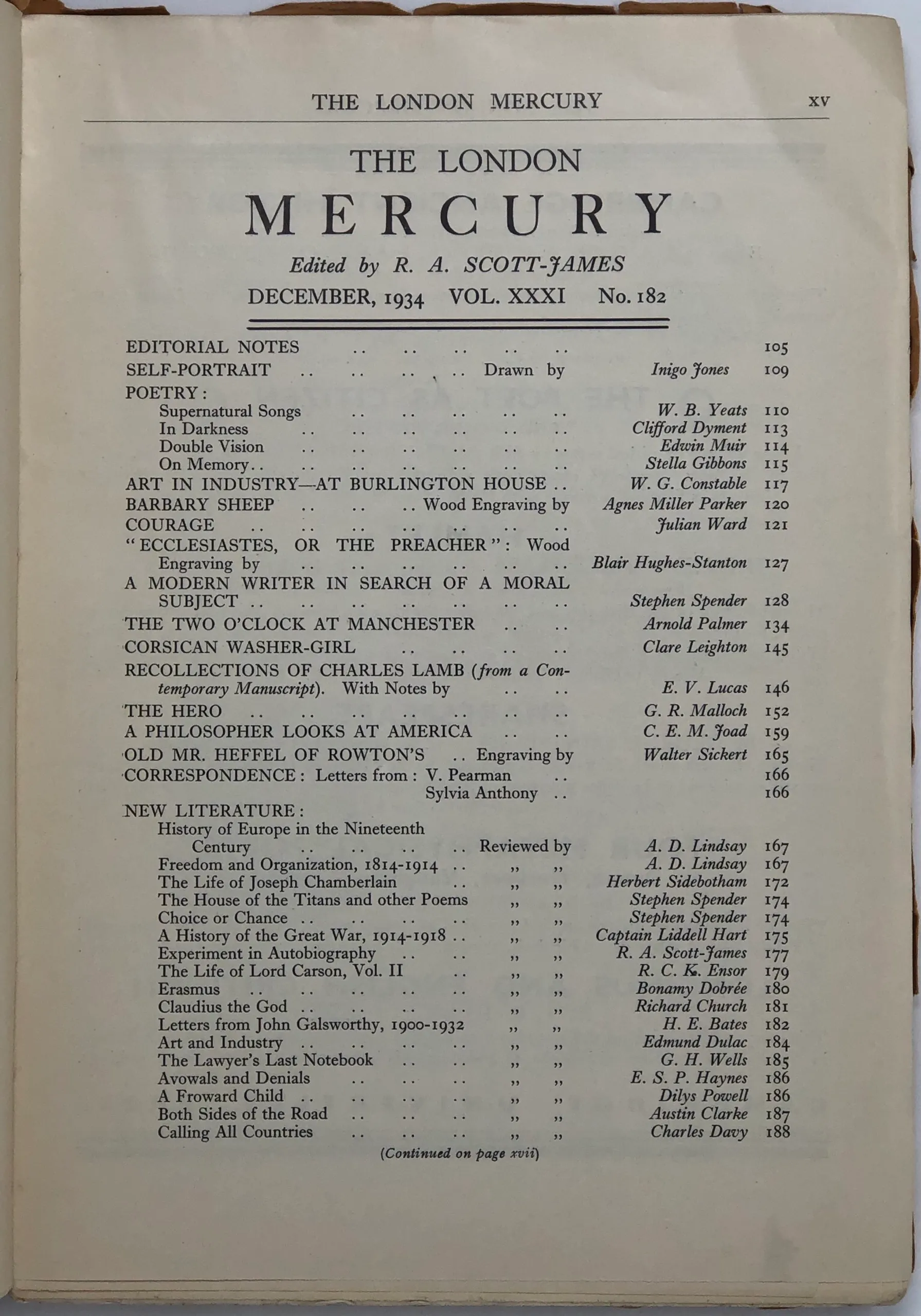 The London Mercury. Volume XX1, No. 182.