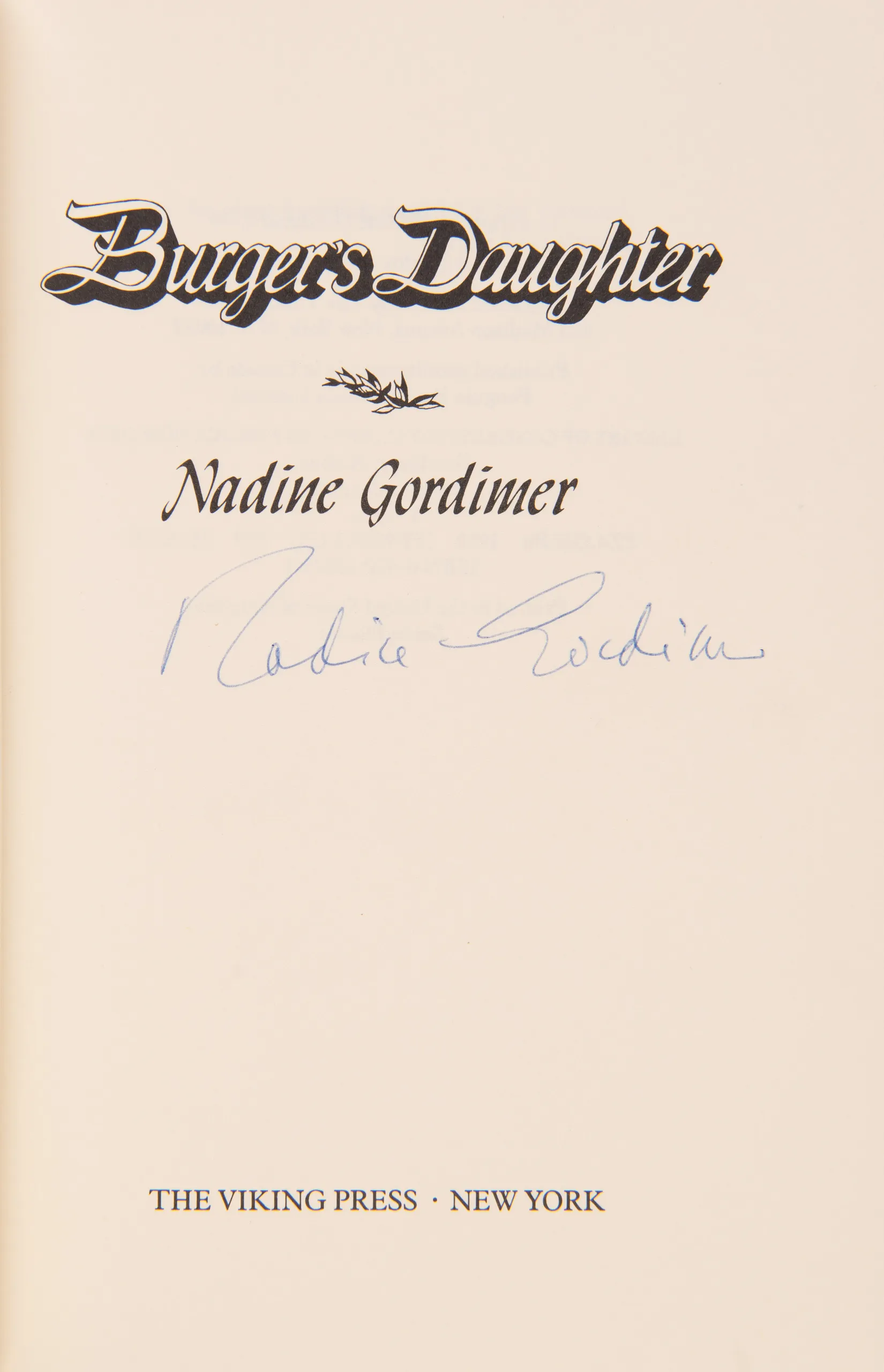 Burger's Daughter.