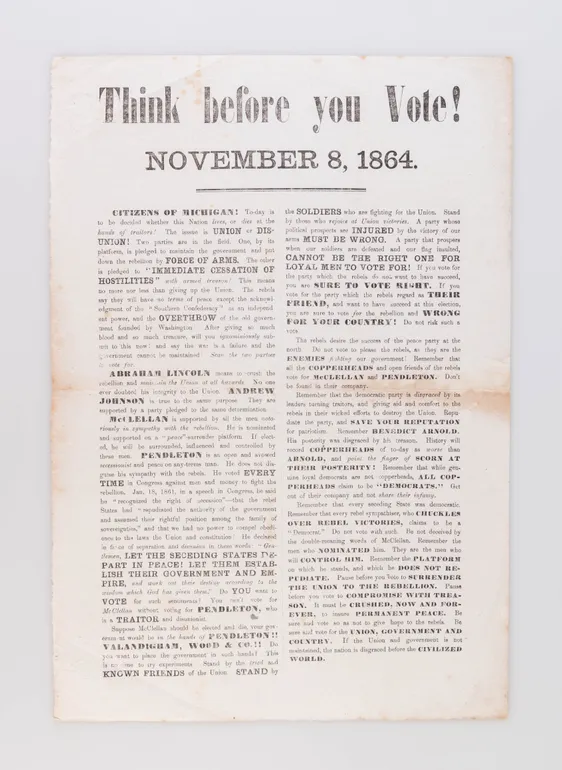 Think before you Vote! November 8, 1864.