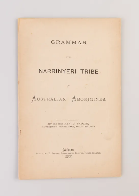 Grammar of the Narrinyeri Tribe of Australian Aborigines.