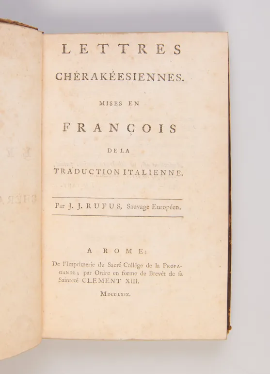 Lettres Cherakeesiennes mises en Francois de la Traduction Italienne.