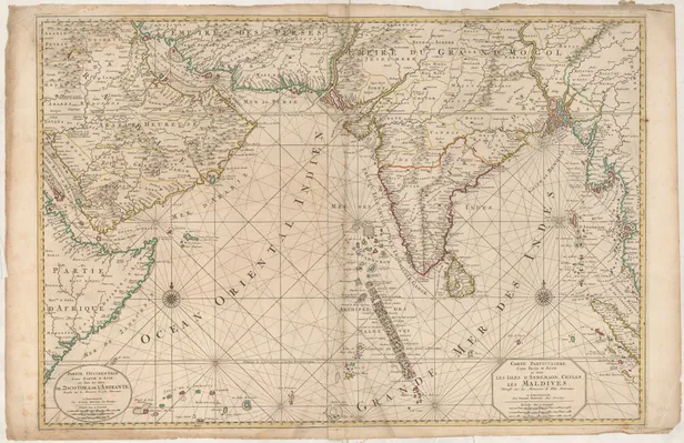 Partie Occidentale d'une partie d'Asie ou sont les Isles de Zocotora, de l'Amirante. Dressé sur les memoires les plus nouveaux. ... // Carte Particuliere d'une Partie d'Asie ou sont les Isles d'Andemaon, Ceylan, les Maldives. Dressé sur les memoires les p