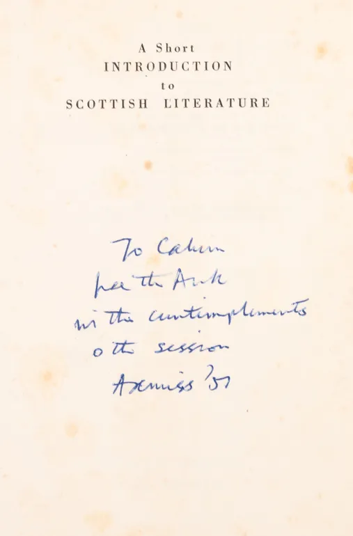 A Short Introduction to Scottish Literature.