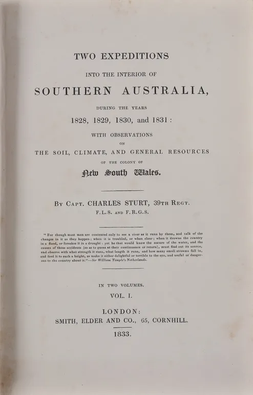 Two Expeditions into the Interior of Southern Australia,