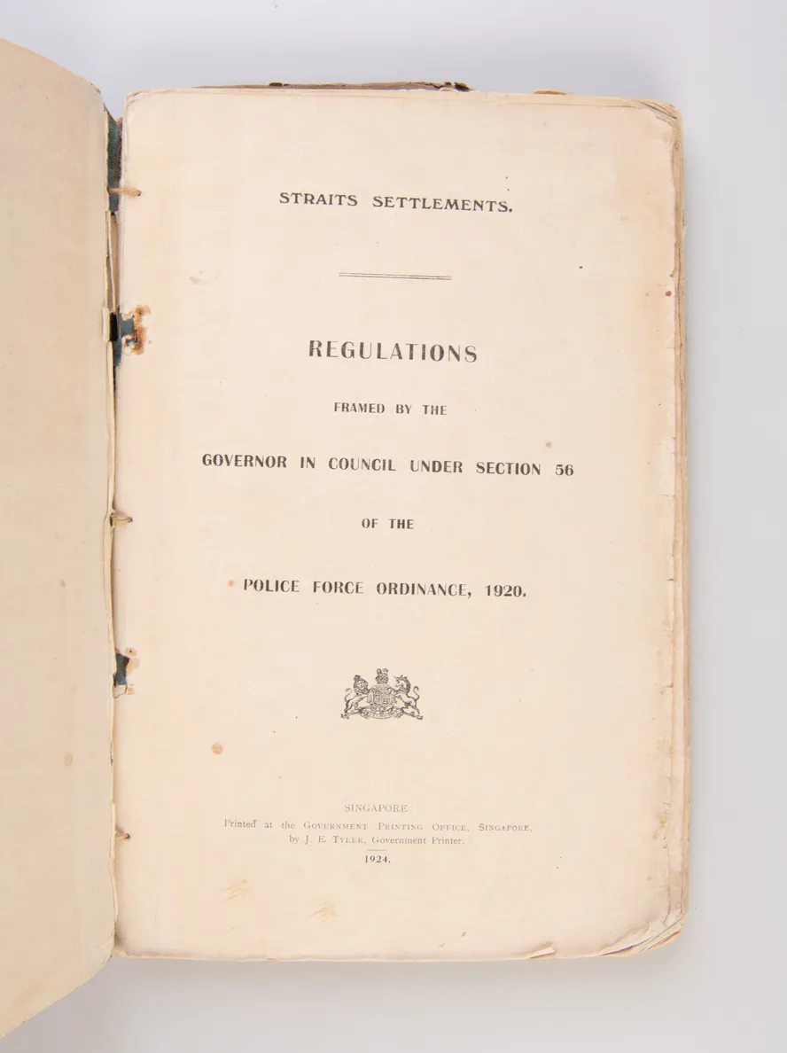 Straits Settlements. Regulations framed by the Governor in Council Under Section 56 of the Police Force Ordinance, 1920.