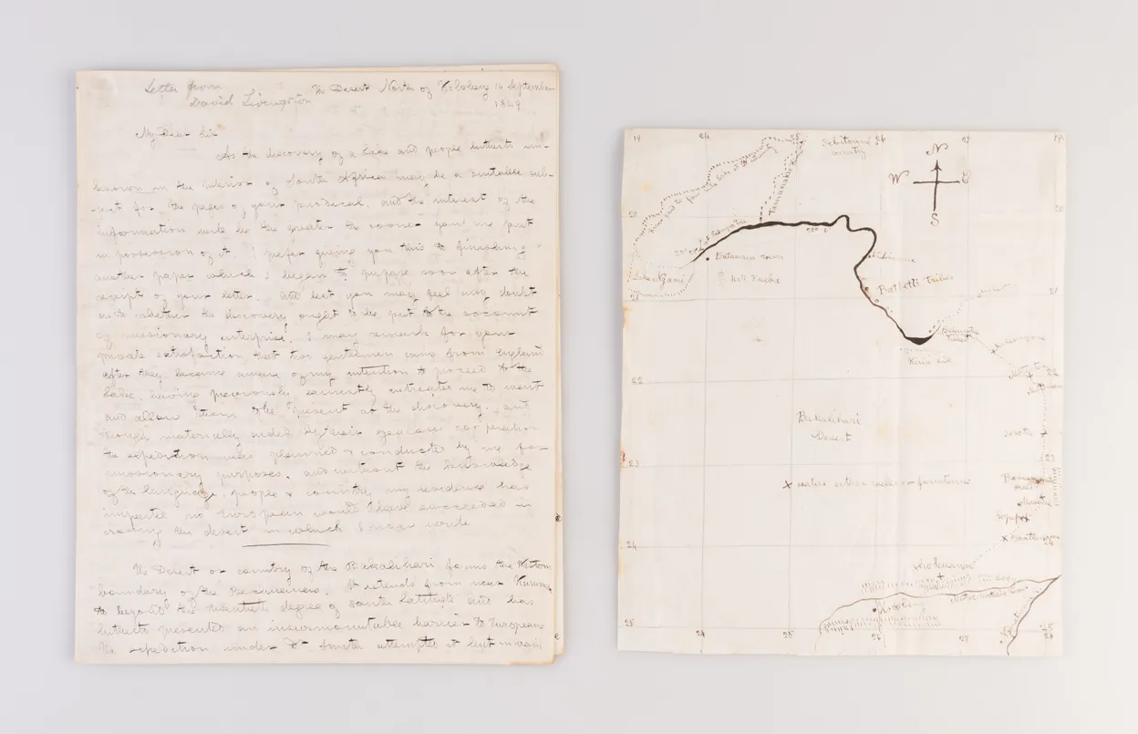 [An exceptionally long and detailed ALS to Isaac Taylor (1787-1865) the writer and inventor, relating his journey from Kolobeng, across the Kalahari Desert to Lake Ngami.]