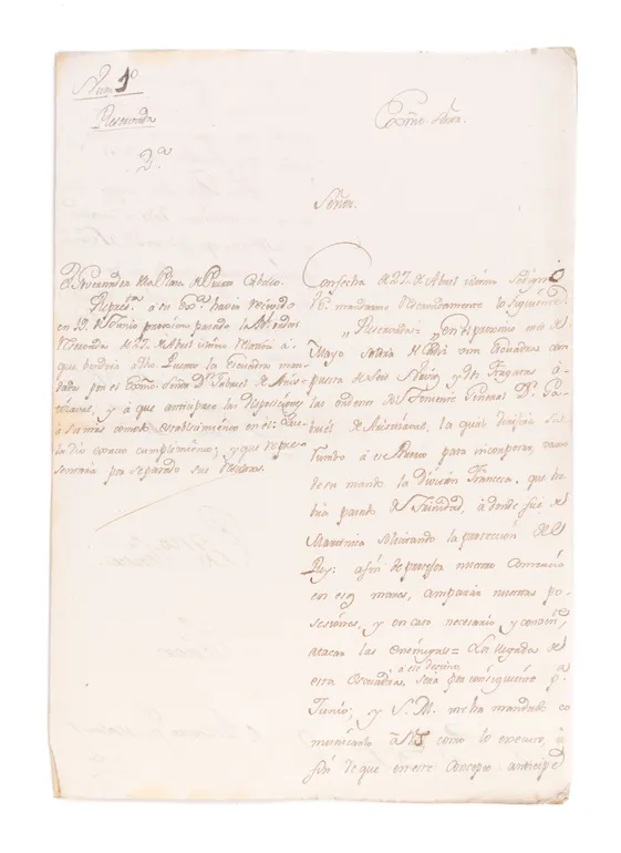 Original secret despatch signed by the Governor of Puerto Cabello in Venezuela.