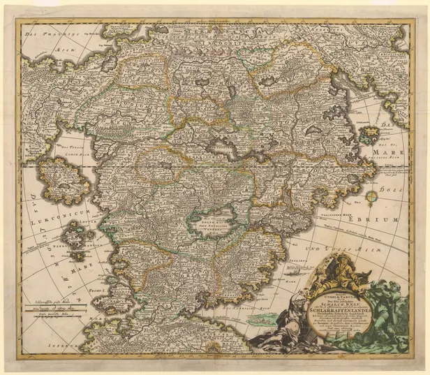Accurata Utopiae Tabula Das ist Der Neu entdeckten Schalk=Welt oder des so offt benannten, und doch nmie erkannten Schlaraffenlandes …