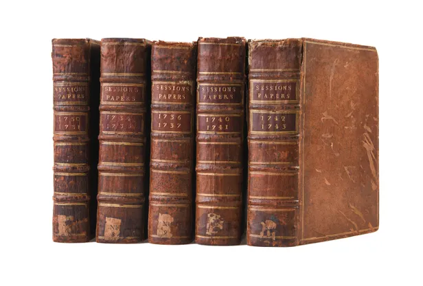 Five bound volumes of Sessions Papers covering the period 1730-1743.