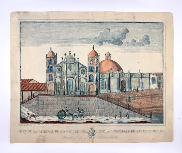 Vista de la catedral de Santiago de Cuba - Vue de la cathédrale de Santiago de Cuba.