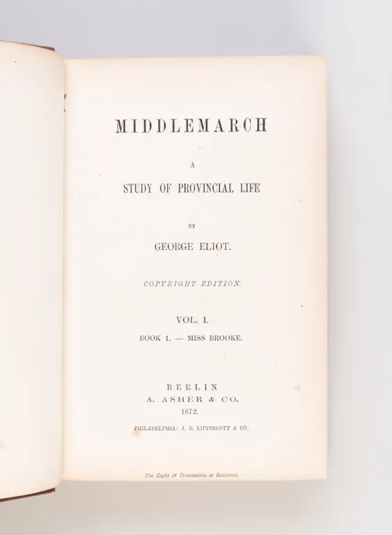 Middlemarch, a Study of Provincial Life.