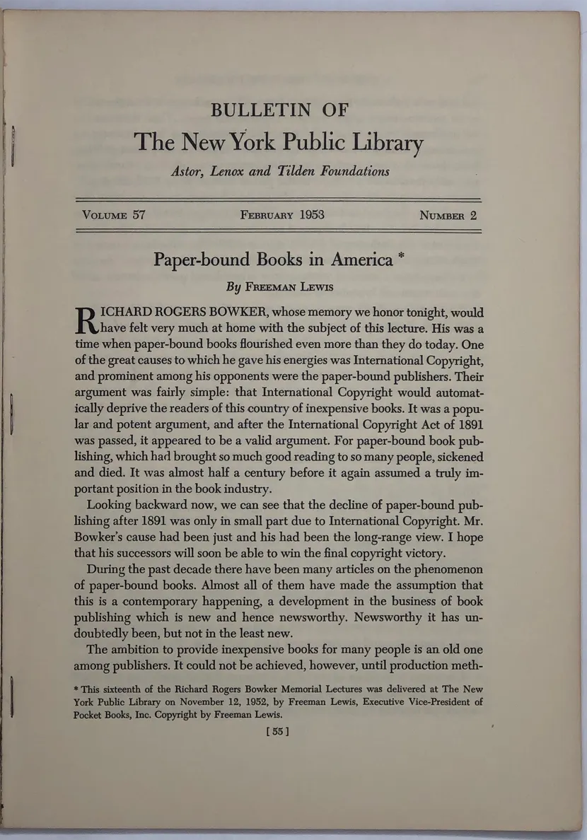 Bulletin of the New York Public Library. Volume 57, Number 1 and 2.