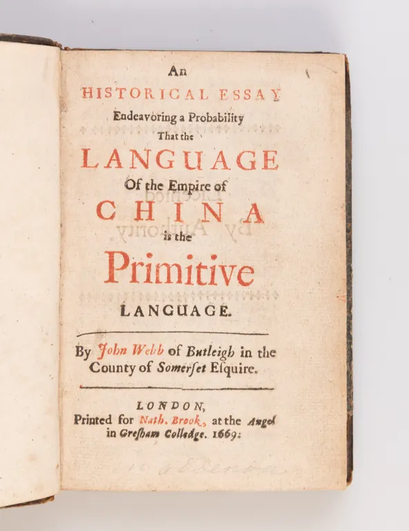 Historical Essay Endeavoring a Probability That the Language of the Empire of China is the Primitive Language.