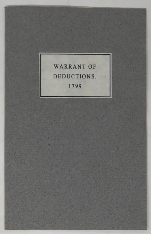 Warrant declaring the Deductions to be taken, under Various Circumstances of Service, out of Great Britain,