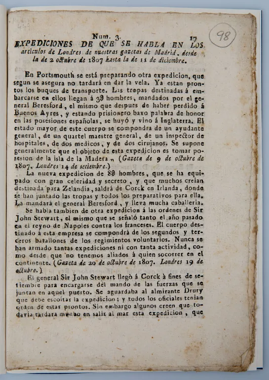 Expediciones de que se Habla en los articulos de Londres...