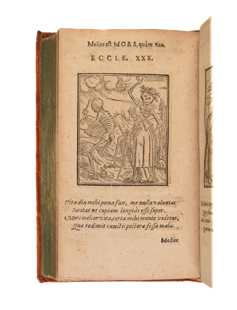 Libellus de morte et vita aeterna, editio postrema. Cui additae sunt imagines mortis, illustratae epigrammatis G. Aemylii.