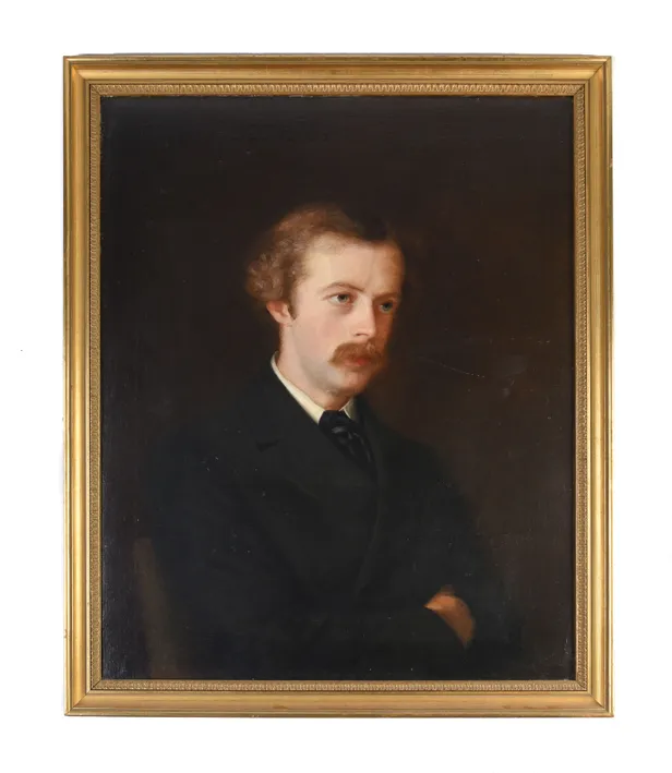 Oil on canvas, half-length, semi-profile portrait of Arthur Symons.