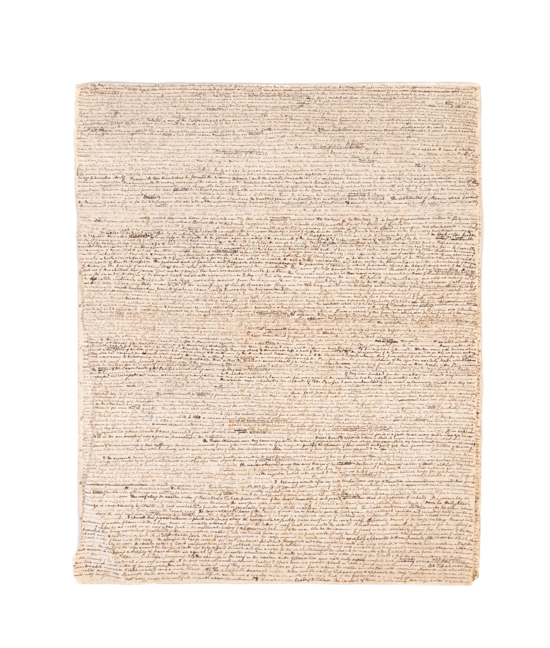 Polynesian Researches, the working manuscript. Together with the manuscript of Ellis' unpublished poem Mahine.
