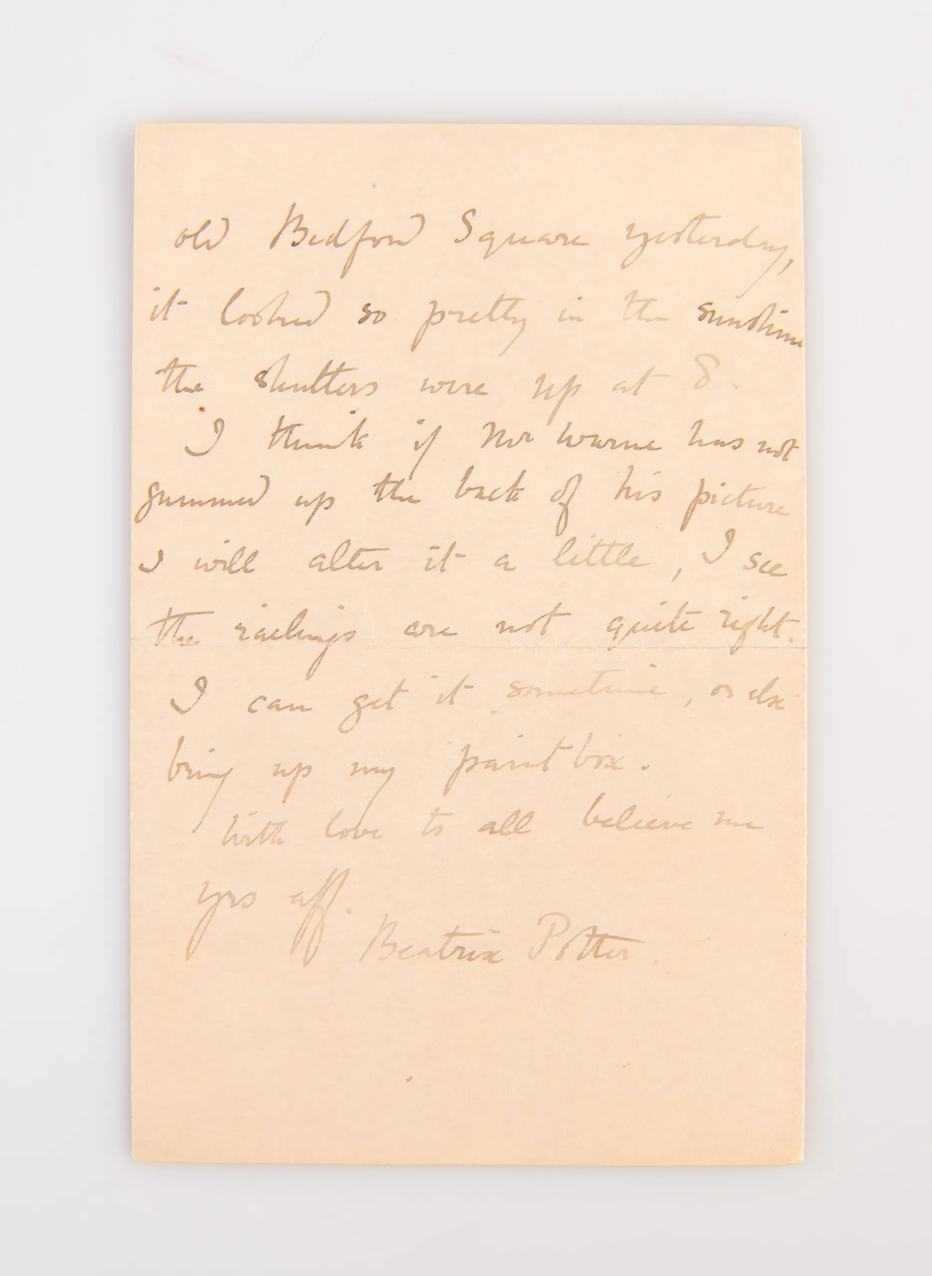 Autograph Letter Signed (“Beatrix Potter”) to “My dear Millie” [Millie Warne],