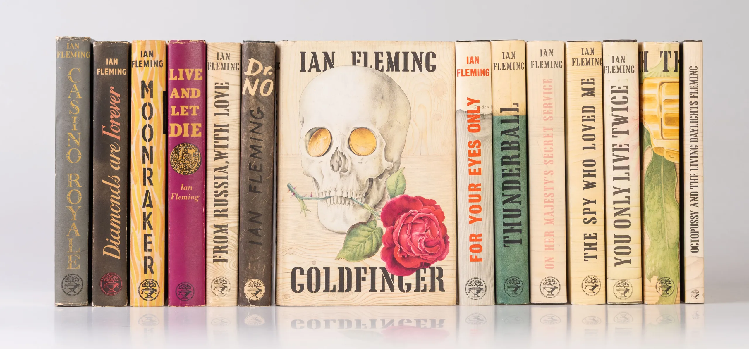 A Complete Set of the James Bond Novels and Stories in First Edition: Casino Royale, Diamonds are Forever, Live and Let Die, Moonraker, From Russia With Love, Dr. No, Goldfinger, For Your Eyes Only, Thunderball, The Spy Who Loved Me, On Her Majesty's Secr