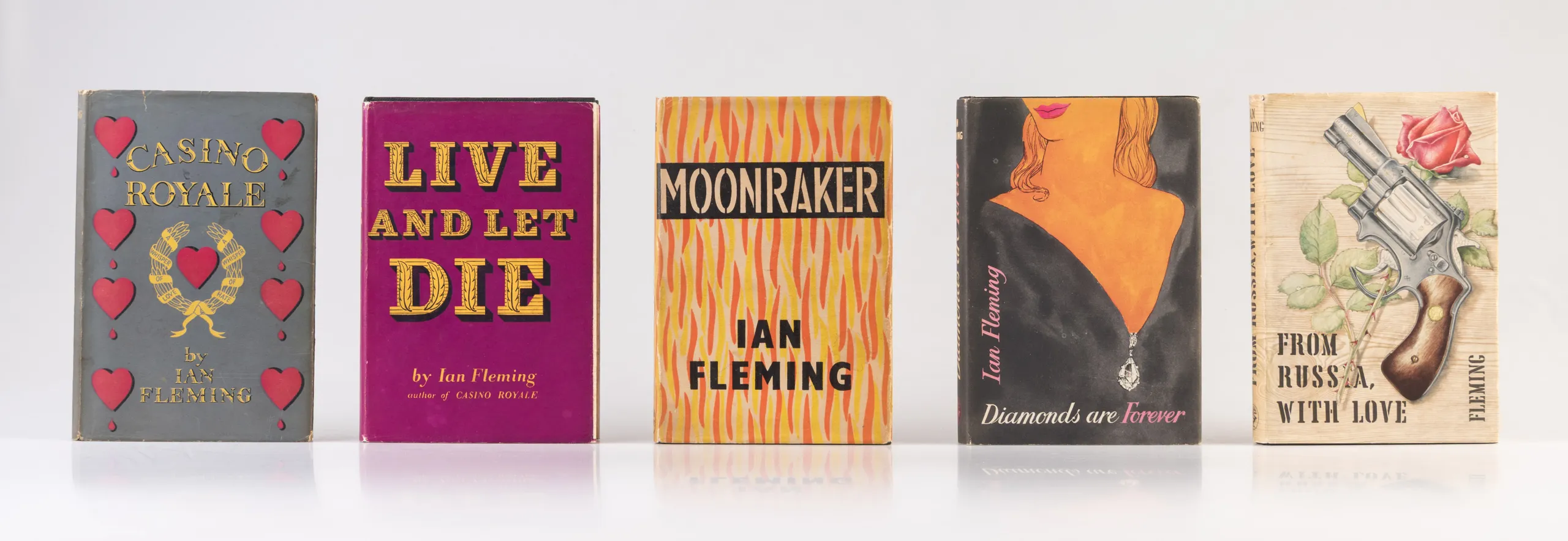A Complete Set of the James Bond Novels and Stories in First Edition: Casino Royale, Diamonds are Forever, Live and Let Die, Moonraker, From Russia With Love, Dr. No, Goldfinger, For Your Eyes Only, Thunderball, The Spy Who Loved Me, On Her Majesty's Secr
