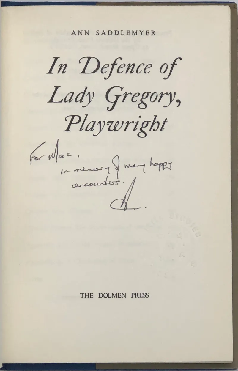 In Defence of Lady Gregory, Playwright.