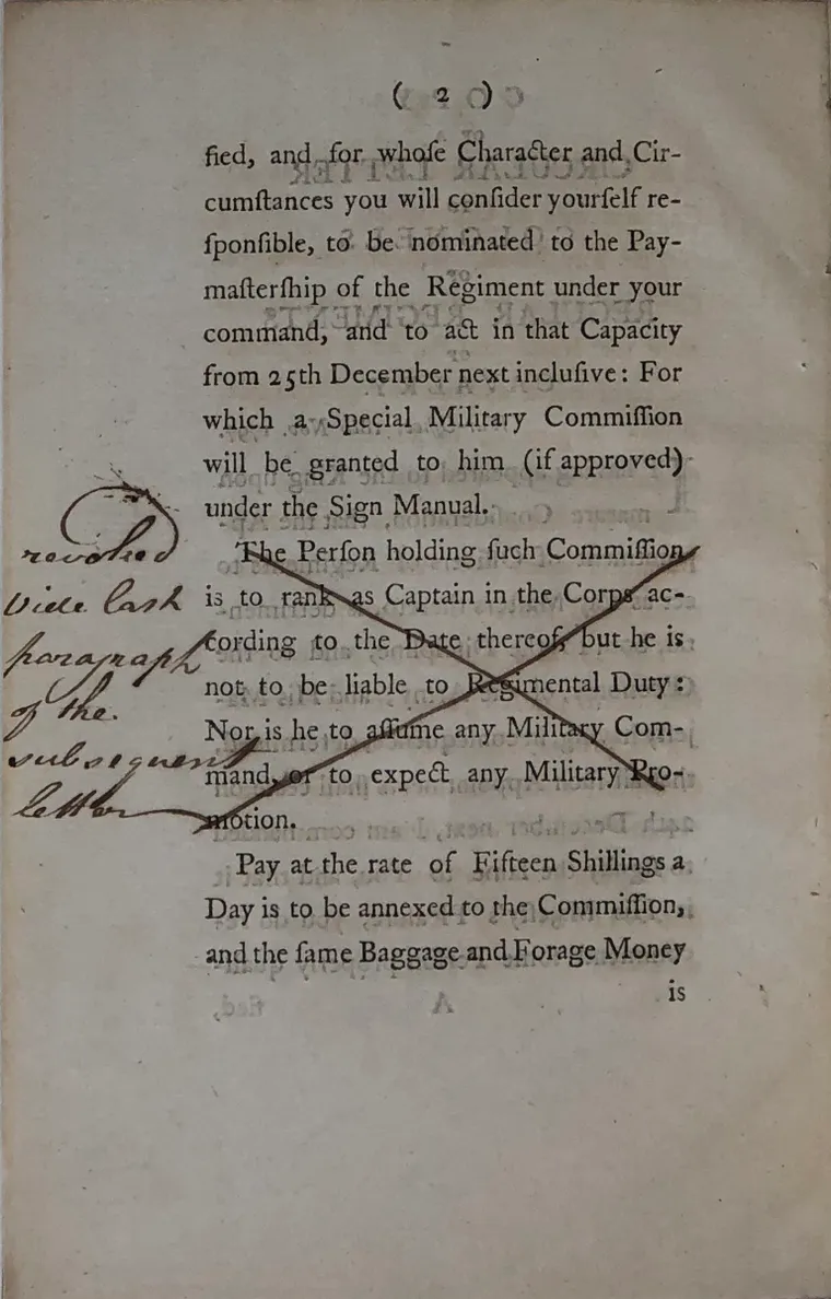 Copy of a Circular Letter to Colonels of Regular Regiments of Cavalry.