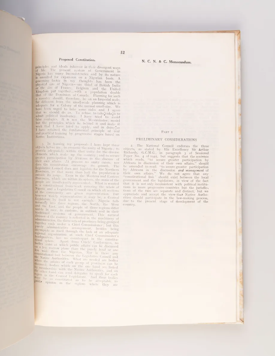 Political and Constitutional Future of Nigeria: Governor of Nigeria's Despatch to the Secretary of State for the Colonies dated the 6th December, 1944. and the Memorandum on the New Constitution for Nigeria Prepared by the National Council of Nigeria and 