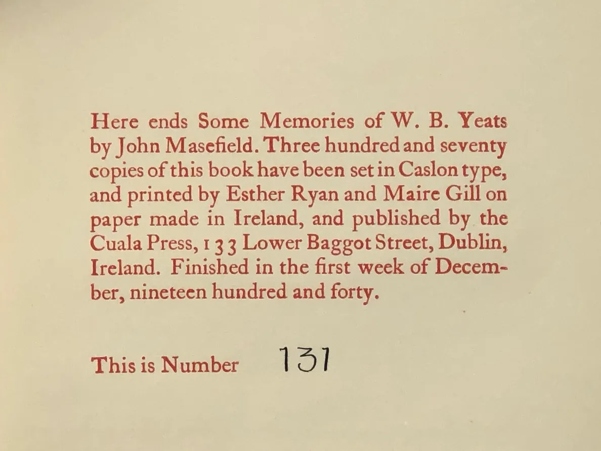 Some Memories of W.B. Yeats.