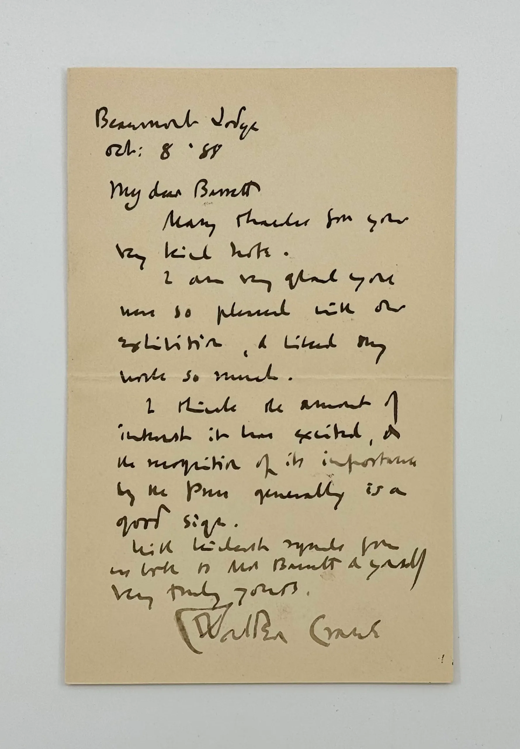 Autograph Letter Signed, to the artist Jerry Barrett.