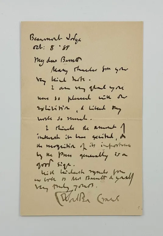 Autograph Letter Signed, to the artist Jerry Barrett.