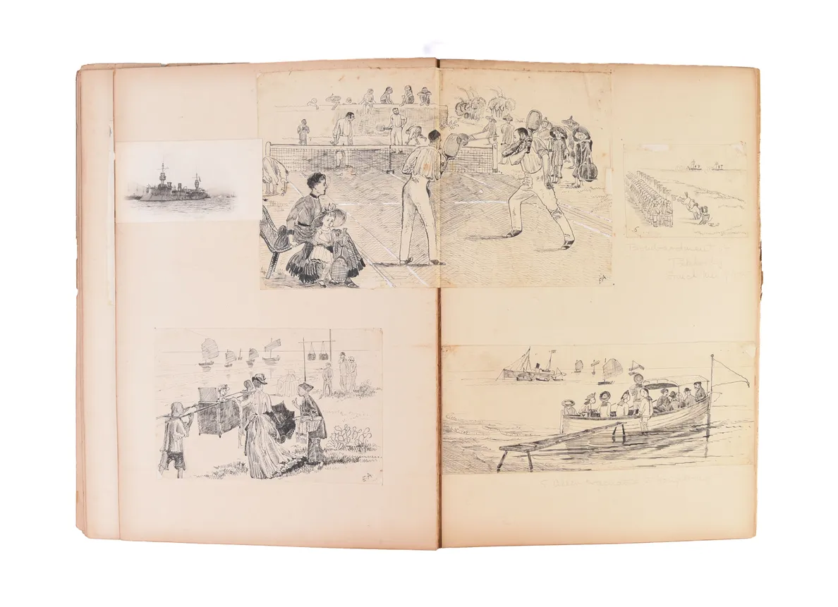 Four large albums of watercolours, photographs and ephemera.