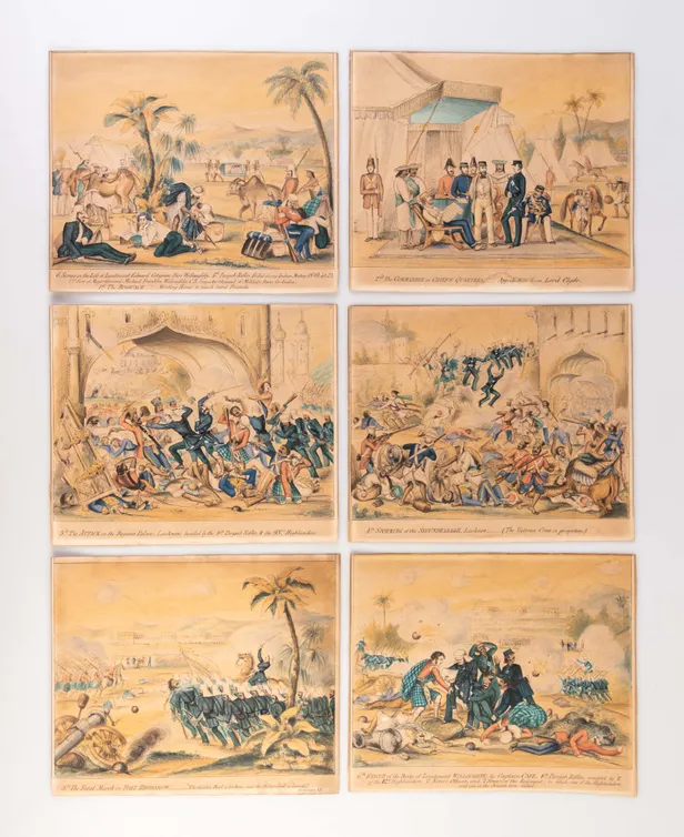 [Six] Scenes in the Life of Lieutenant Edward Cotsgrave Parr Willoughby, 4th Punjab Rifles, (killed during Indian Mutiny 1858). aged 23. 2nd Son of Major General Michael Franklin Willoughby, C.B. Inspector General of Military Stores for India.