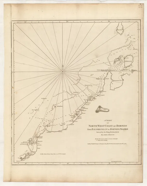 A Chart of the North-West Coast of Borneo from Balambangan to Borneo proper Survey'd in the Sloop Endeavour by James Barton.