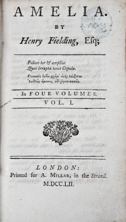 Amelia. By Henry Fielding, Esq; In Four Volumes.