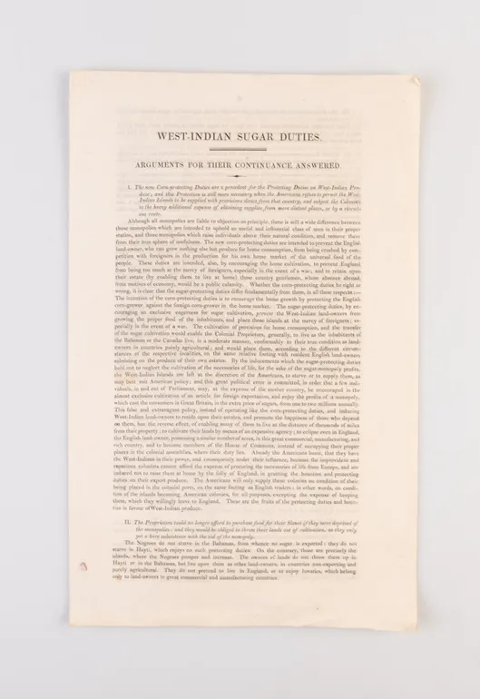 West-Indian Sugar Duties. Arguments for their continuance answered.