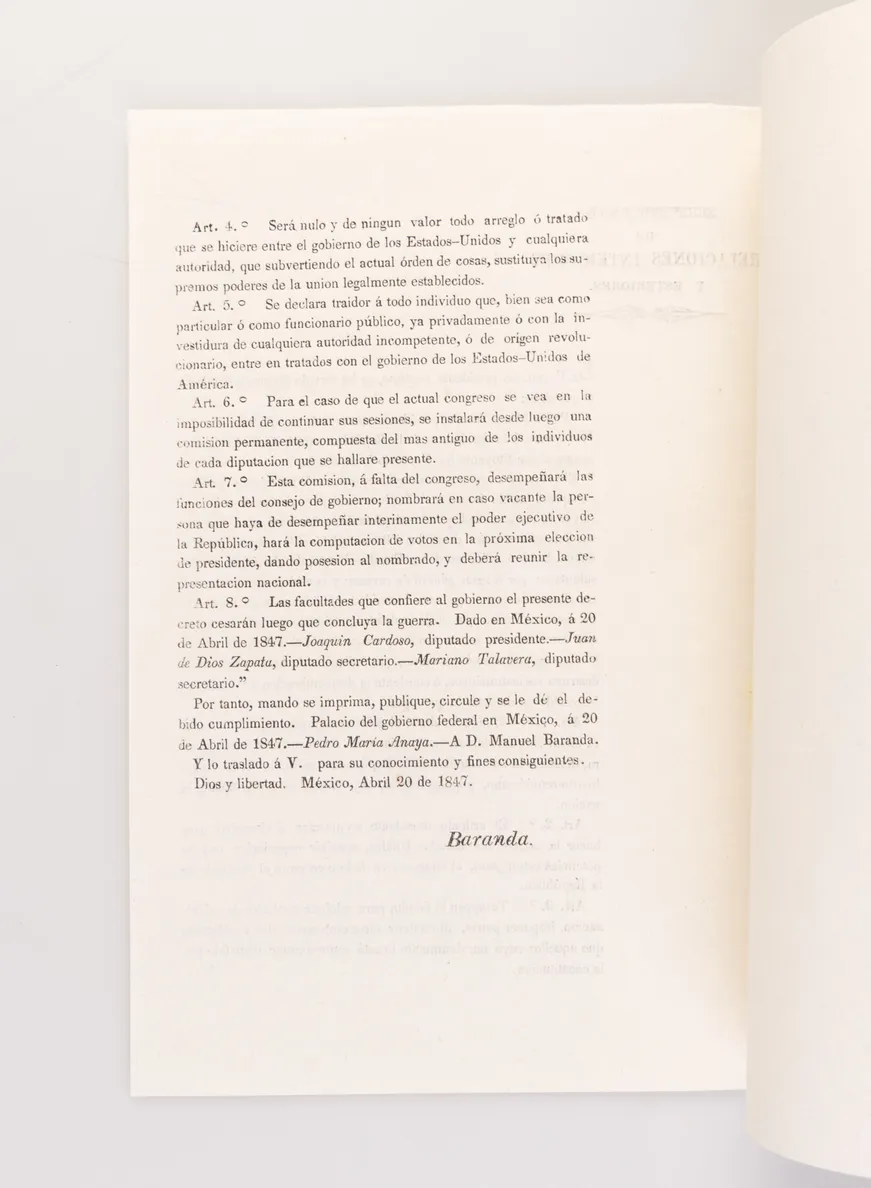 Ministerio de Relaciones Interiores y Esteriores. El Exmo. Sr. Presidente Sustituto, Se Ha Servido Dirigirme el Decreto Que Sigue: 