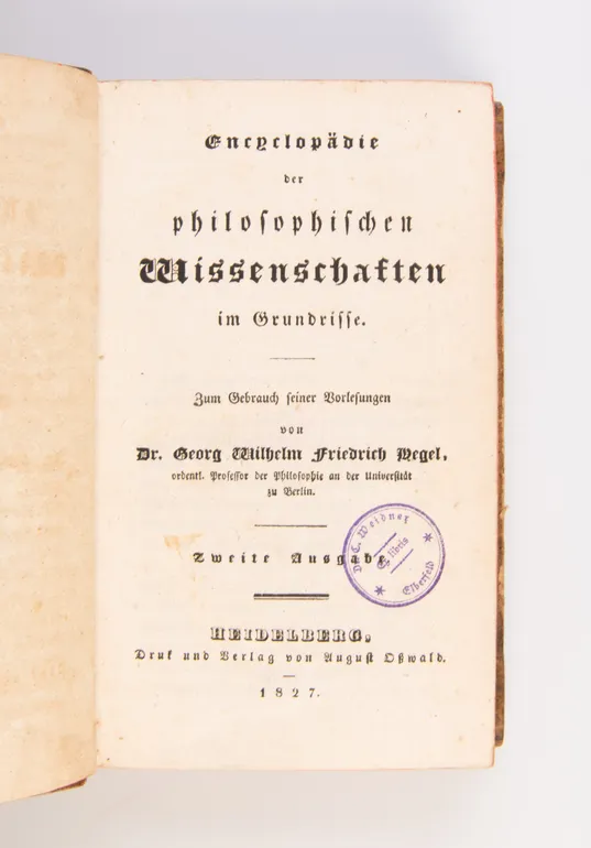 Encyklopädie der philosophischen Wissenschaften im Grundrisse. Zweite Ausgabe.