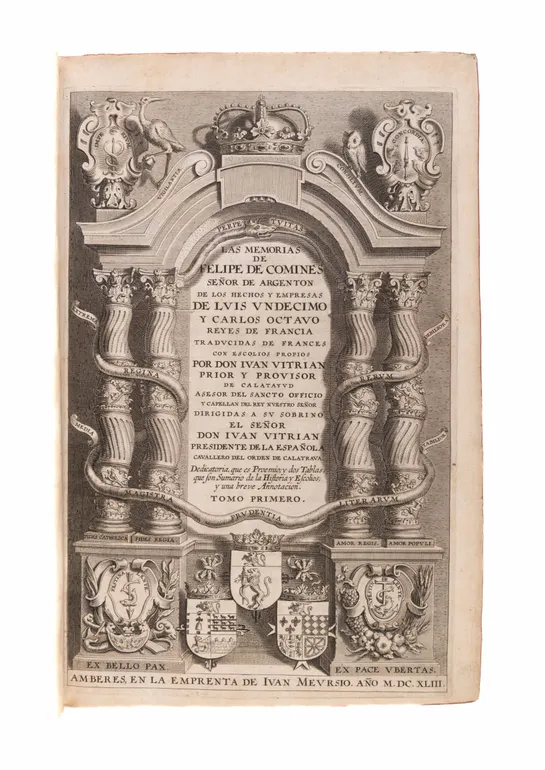 Las memorias . . . traducidas de Frances con escoltos propios por Don Iuan Vitrian prior y provisor de Catalayud. Antwerp, el la emprenta de Iuan Meursio,