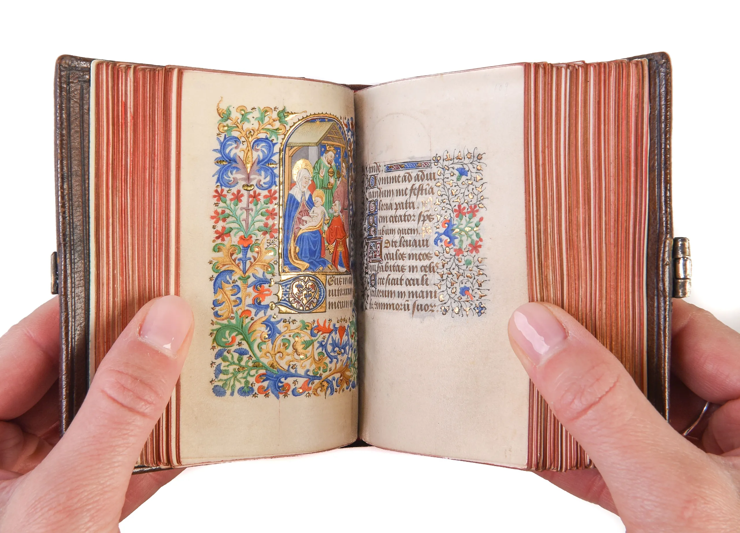 Book of Hours, Use of Sarum, in Latin with rubrics in French and a prayer in Middle English, illuminated manuscript on vellum. 
[France, Rouen, c. 1440]