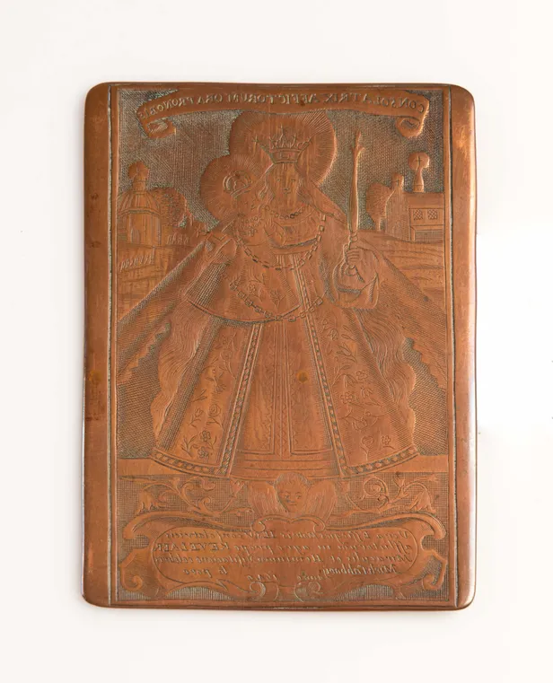 Engraved copper plate for a devotional image of Our Lady of Consolation, venerated at Kevalaer.