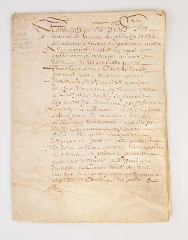 [Manuscript document concerning the sale of a house in Blois-Vienne, France.]