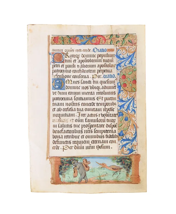 Single leaf on vellum from a Book of Hours.