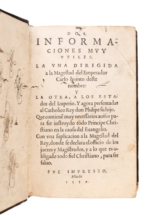 Dos informaciones muy utiles, la una dirigida a la Magestad del Emperor Carlo quinto deste nombre: y la otra, los estados del Imperio. N.p., n.d. [Geneva: Jean Crespin, 1559].