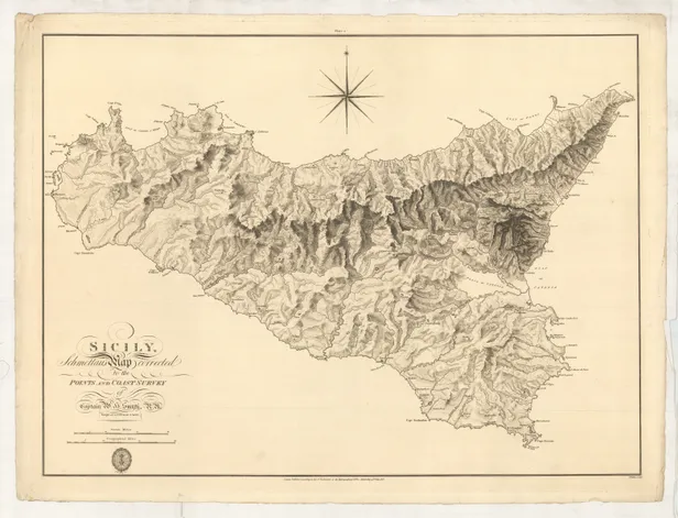 Sicily, Schmettau's Map corrected to the Points and Coast Survey of Captain W.H. Smyth, ...