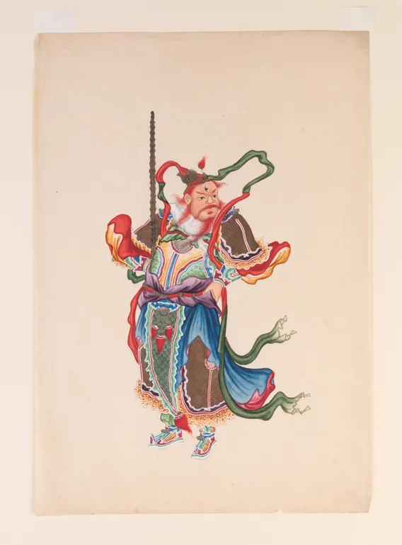 Chinese Export Painting of a Celestial Guardian known as Marshal Wang.